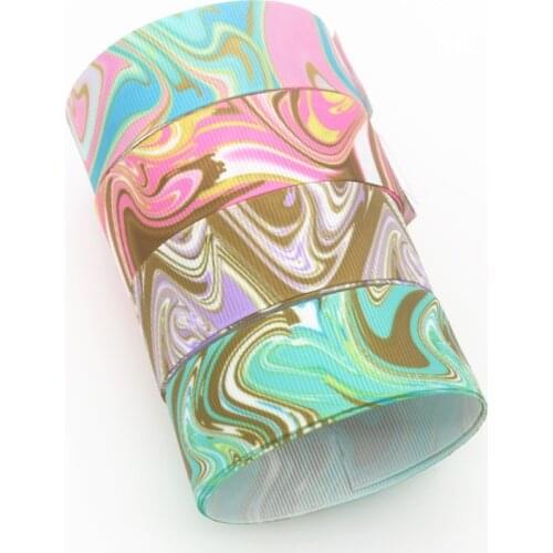 DHK 50yards Waves Marble Pattern Printed Grosgrain Ribbon Accessory Hairbow Headwear Decoration DIY Wholesale OEM S1436