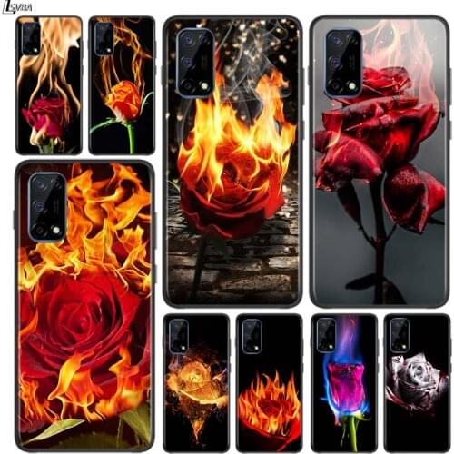 Beautiful Red Roses for OPPO Realme V15 X5 X3 X50 X7 X2 C17 C11 C3 C2 7 7i 6 6S 6i 5 Narzo 20 Pro Black Phone Case