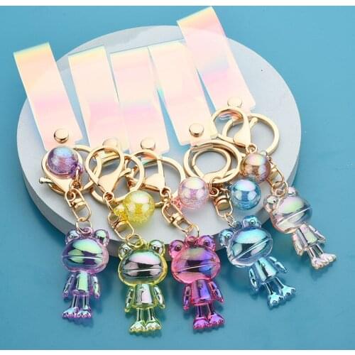 Creative Cartoon Acrylic Frog Key Chain Women Couple Car Bag Pendant Keychain Ornaments Boys Kids Cute Animal Keyring Toy Gifts