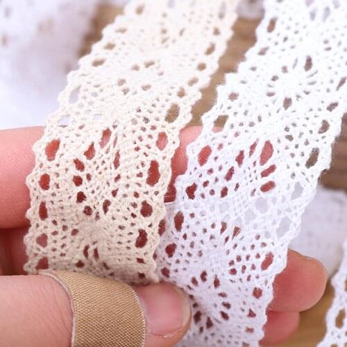 2Yards White Cotton Lace Trim Sewing Clothing DIY Natural Lace Fabric Ribbon Craft for Embroidered Home Wedding Decoration 2.8cm