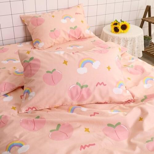 Korean Style Lovely Peach Rainbow Pattern Printing Pillowcase Soft Plushed Cottoon Pillow Cover Household Bedroom Decoration New