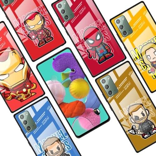 Cute marvel hero cartoon for Samsung Galaxy Note 20 Ultra 10 Lite Plus 9 8 5G A70 A50 A40 A30 A20 Tempered Glass Phone Case
