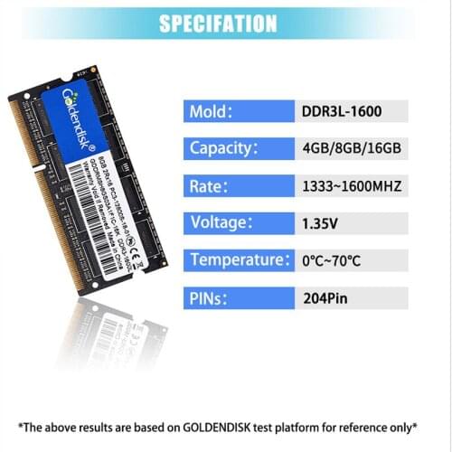 Goldendisk 4GB DDR3 1333 1600 1866Mhz SO-DIMM RAM 2GB 4GB 8GB Short 1.35V For LAPTOP NOTEBOOK Mini Laptop Momery Module