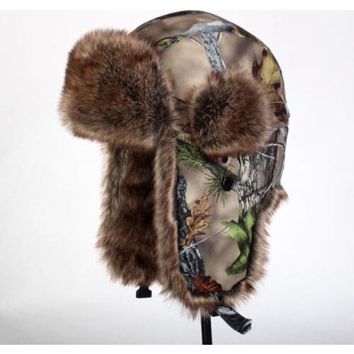 Men Women Winter Outdoor Hunting Hiking Warm Windproof Jungle Bionic Camouflage Protective Ear Earflaps Cotton Cap Coldproof Hat