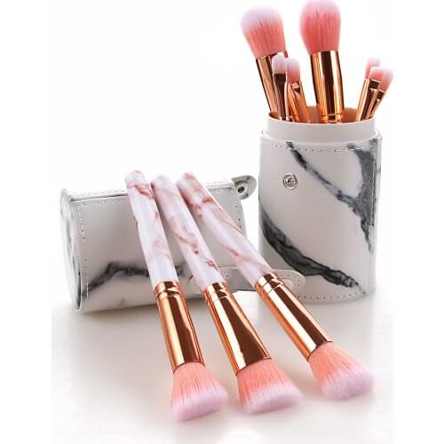 9/10pcs Marble Makeup Brushes Set Eyebrow Brush Cosmetics Foundation Highlighter Powder Eyeshadow Blending Brushes Make Up Tools