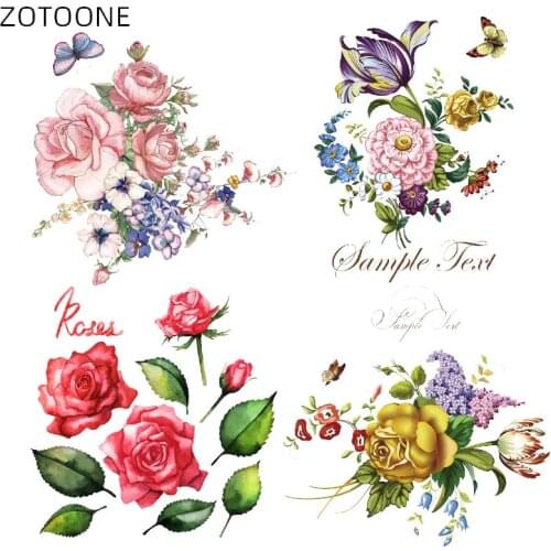 ZOTOONE Big Size Flower Butterfly Patches for Clothing Iron on Letter Patch Stickers DIY Heat Transfers Vinyl Appliques for Kids