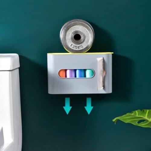 Wall hanging kitchen garbage bag storage rack Punch-Free kitchen bathroom plastic bag Nordic style shoe cover storage box