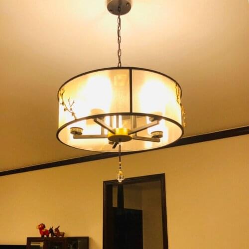 New Chinese Chandelier Simple Living Room Lamp Modern China Restaurant Round Creative Chandelier Teahouse Lamp Attic Aisle Light