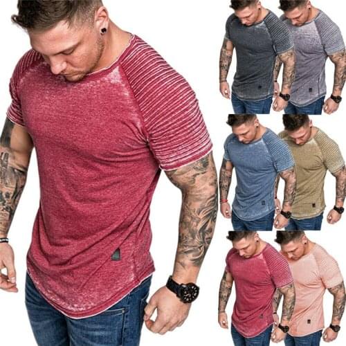 New Men Solid Pullover T Shirt Summer Gym Bodybuilding Casual Training T-Shirts Men Male Fit Slim Muscle Sport T-Shirt Tee M-3XL