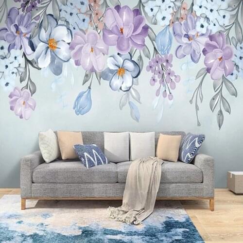 Custom 3D Photo Hand Painted Blooming Flowers Leaves Murals Non-woven Embossed Bedroom Living Room TV Sofa Background Wallpaper