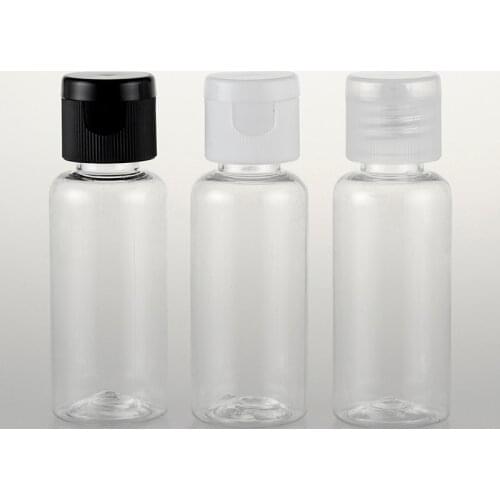 Transparent 100pcs 40ml empty shampoo plastic travel bottles with flip top cap,refillable travel shampoo packaging PET bottles