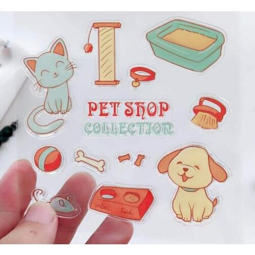 Pet Shop Cat Dog Color Transparent Clear Silicone Stamp/Seal DIY Scrapbooking/photo Album Decorative Clear Stamp Sheets