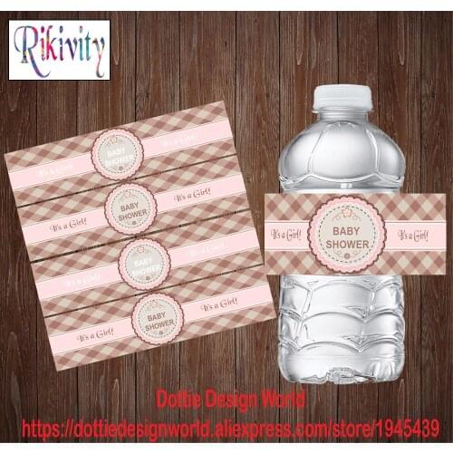 Rikivity 20Pcs Baby Shower Birthday Party Personalized Water Bottle Wine Champagne Labels Candy Bar Wrapper Wedding Decoration