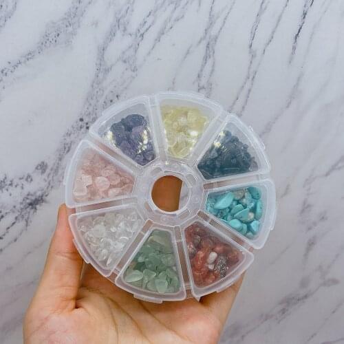 Crushed Rock Natural Crystal Box Set of Stone Mini Irregular Colorful Amethyst Rose Quartz Gemtone Tumbled Chips Gift Decoration