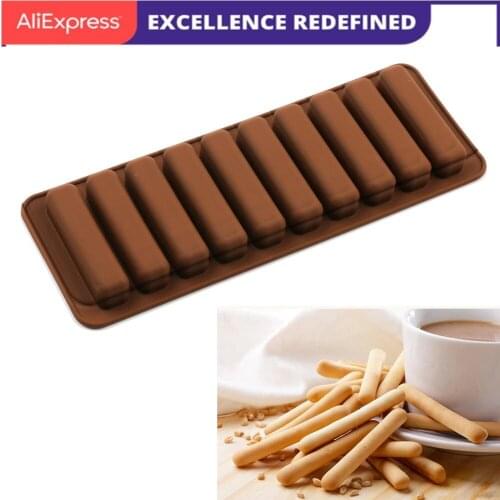 10 Holes Cookie Silicone Mold Finger Chocolate Cake Molds Sausage Ham Tiramisu Maker DIY 3D Candy Pudding Pastry Baking Tools