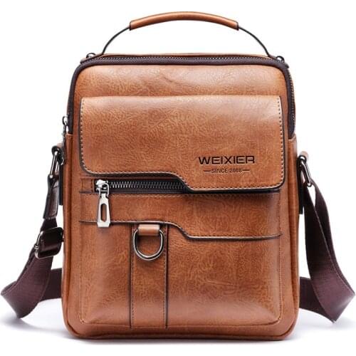 New Mens PU Leather Messenger Bags Retro Fashion Single Shoulder Casual Briefcases Crossbody Business Bag