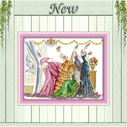 Dancing party beauty decor painting counted printed on canvas DMC 11CT 14CT Chinese Cross Stitch kits embroidery needlework Sets