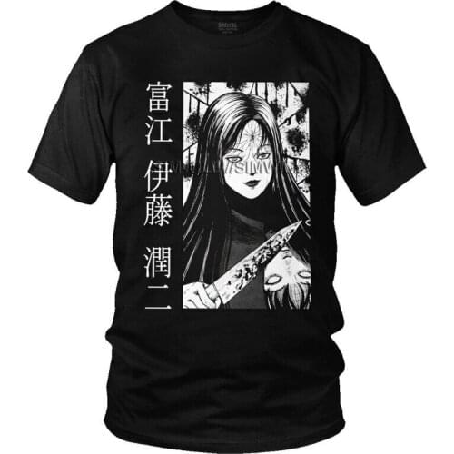 Tomie Uzumaki Junji Ito Tshirts Men Streetwear Tees Top Cotton T Shirts Short Sleeve Japan Horror Manga Streetwear T-shirts