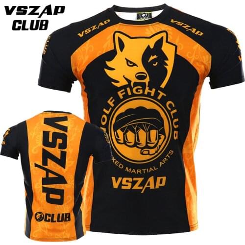 VSZAP Mma Rashguard Jiu Jitsu Fitness Kick Boxing T-shirt Muay Thai MMA Male Sports Sanda Fighting Martial Arts Wind Shirts