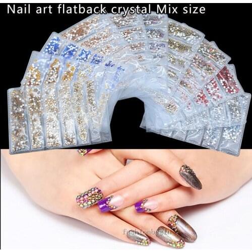 Top quanlity 1728p ss3-ss10 mix size Round czech crystal flatback Non-hotfix rhinestones Nail Art Decoration DIY Gem multi-color
