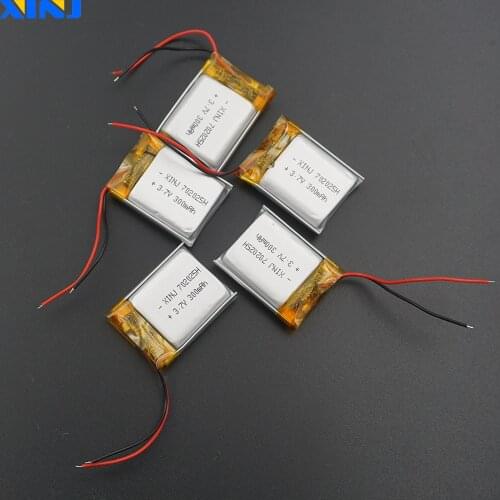 XINJ 5pcs 3.7V 300 mAh Li lithium polymer battery li po Li ion cell 702025 For DIY watch Camera mp3 bluetooth earphone speaker
