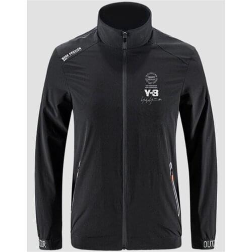 Yohji Yamamoto 3y Motorcycle Slim Sport Street Windbreaker Zipper Thin Jacket Mens Casual Front Printing Jacket Asian Size