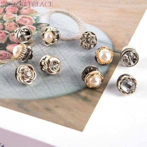 10 Pcs Women Button Brooch Set Fashion Imitation Pearl Rhinestones Pin Coat Clothes Pins Accessories Gifts Brooches for Women