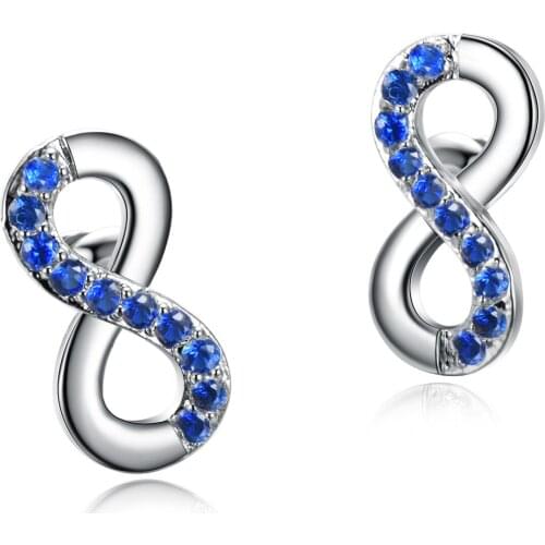 Hainon Fashion Infinity Love Earrings for Women Number 8 Shape Green Blue Purple Cubic Zirconia Stud Earrings Anniversary Gift
