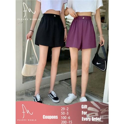 S-4XL Plus Size Fashion High Waist Women Shorts Korean-style Casual Wide-leg Loose Drape Womens Streetwear 2021 Summer Simple