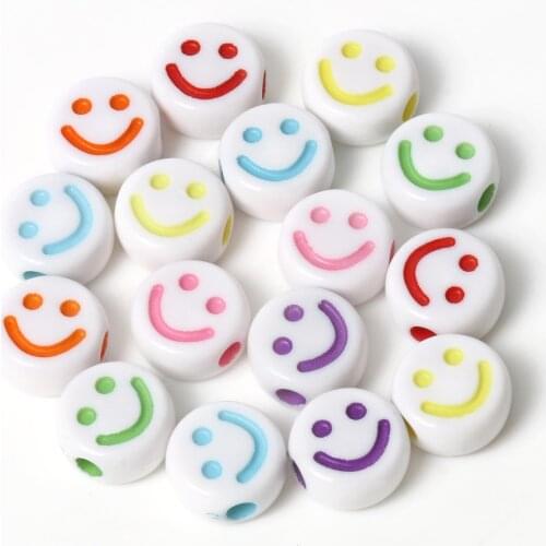 100Pcs Colourful White Face Letter Acrylic Loose Spacer Beads for Jewelry Making DIY Handmade Bracelet Accessories 9x5mm