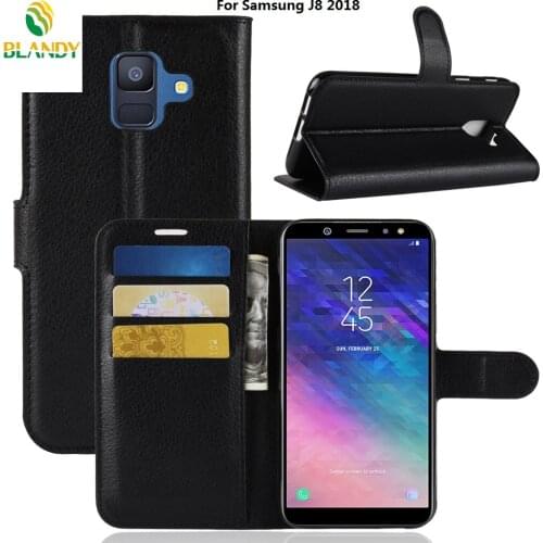 100pcs/lot For Samsung J8 plus 2018 litchi Lychee Wallet Leather TPU Case For Samsung A6 plus J6 J4 2018 J7 Duo