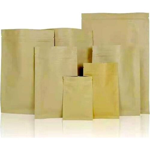 100Pcs/Lot Kraft Paper Aluminum Foil Zip Lock Bag Tear Notch Resealable Reusable Food Candy Cookies Tea Coffee Pack Pouches