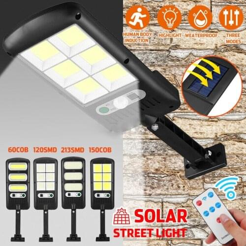 120W-450W Solar Street Lights Outdoor Security Light Wall Lamp Waterproof PIR Motion Sensor Smart Remote Control Lamp