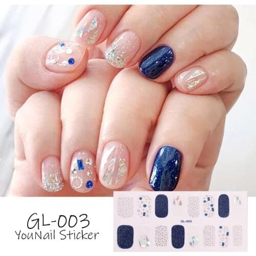 16 Tips/Sheet Glitter Series Shiny Colorful Nail Polish Nail Wraps DIY Nail Accesoires Nails Sticker Designer Nail Strips