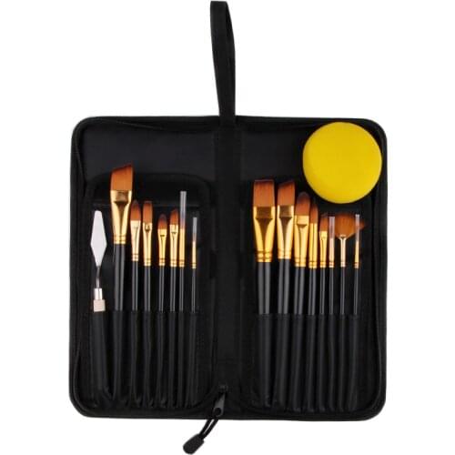 17Pcs/Set Bagged Artist Painting Nylon Wool Drawing Paint Knife Sponge Brushes Art Nylon Acrylic Watercolor Oil Fast Shipping