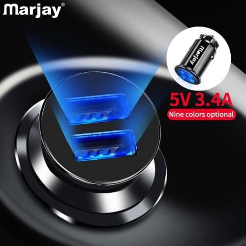 Marjay Red USB Car Charger For iPhone X Xiaomi Redmi Note 7 Samsung S10 Tablet Dual 3.4A Fast Charger Car-Charger Adapter In Car