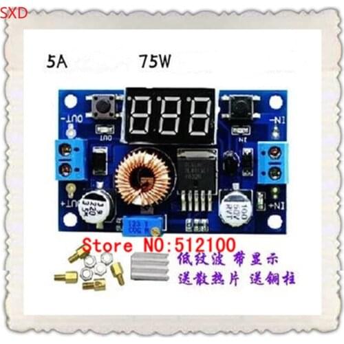 Free Shipping 5PCS XL4015 5A 75W DC-DC Converter Adjustable Step-Down Module 4.0-38V to 1.25V-36V Adjustable Power Supply LM2596