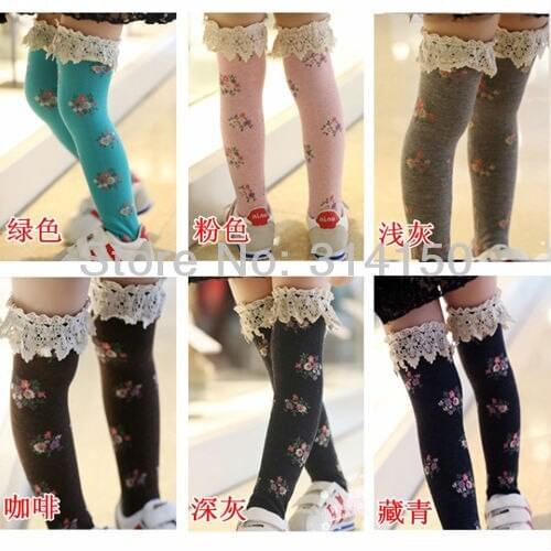 FREE SHIPPING----5Pairs Baby Girls Socks Winter Wear Pure Cotton Middle Tube Socks Childrens Lace Shivering Princess Socks