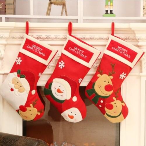 Large Christmas Stockings Gifts Cloth Santa Elk Boots Socks Xmas Lovely Gift Bag For Children Mantel Tree Christmas Decoration