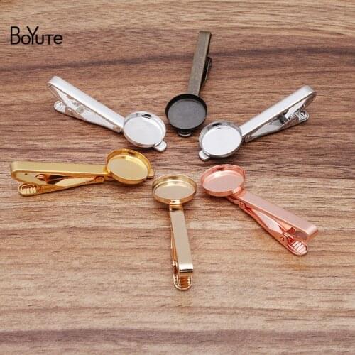 BoYuTe 10Pcs Round 16mm Cabochon Base Tray 6 Colors Plated Diy Tie Clip Blank