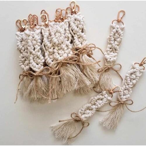 Vedawas INS White Shell Macrame Key Chains For Women Boho Summer Handmade Fringed Tassel Car Key Rings Accessories Jewelry Gift