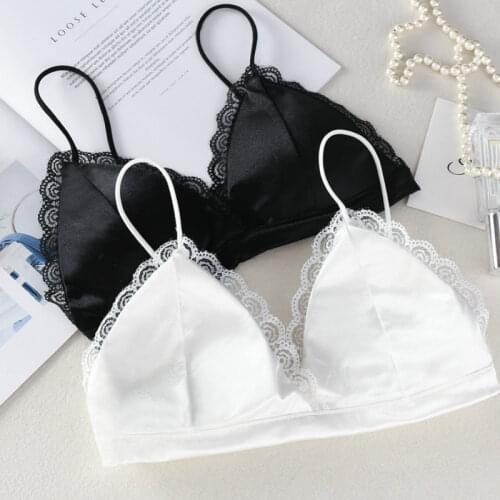 Women Sexy Lingerie Seamless French Style Lace Bra Spaghetti Strap Wire Free Push Up Soft Cup Underwear