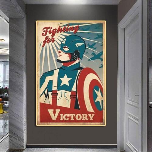 Retro Marvel Superhero Decor Poster Canvas Painting Print Captain American Picture Wall Art Living Room Home Decorative Boy Gift