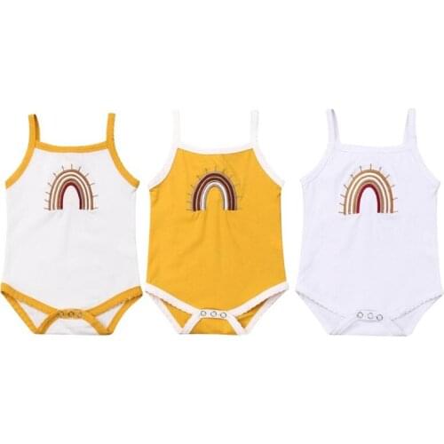 Toddler Girl Bodysuit 2019 Infant Baby Girl Kid Sleeveless Rainbow Knitted Bodysuit Outfit Summer Cotton Clothes