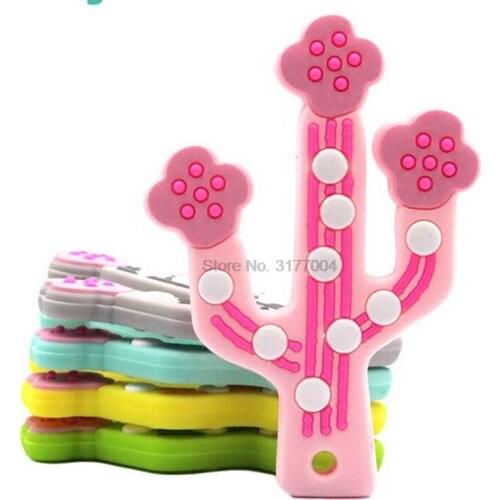 DHL 500pcs Cactus Silicone Teether Baby Teething Nursing Soft Silicone Beads Safe Toys For DIY Teething Necklace