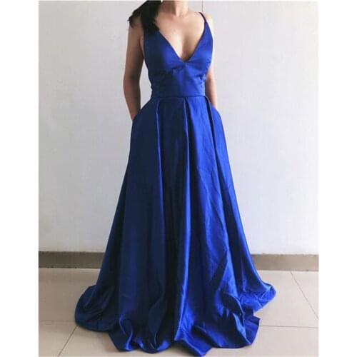 Royal Blue Long Prom Dresses New Arrival Elegant Sexy Backless Women Formal Dresses For Wedding Guest Cotillon Party