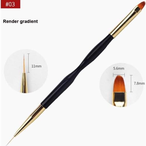 1pcs Dual-End Nail Art Brush 3d Carving Liner Painting Pen UV Gel Line Drawing Brushes Gold Black Handle Cleaner Manicure Tools