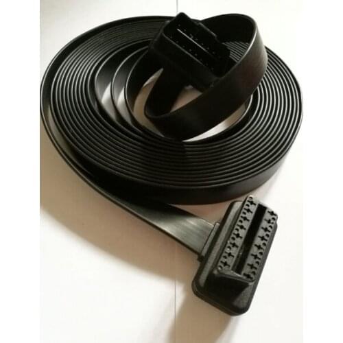 FINETRIP OBD2/II 16 Pin Flat Noodle-line Cable Male to Female 5m Extension Cable Connector Adaptor Car Diagnostic Extender