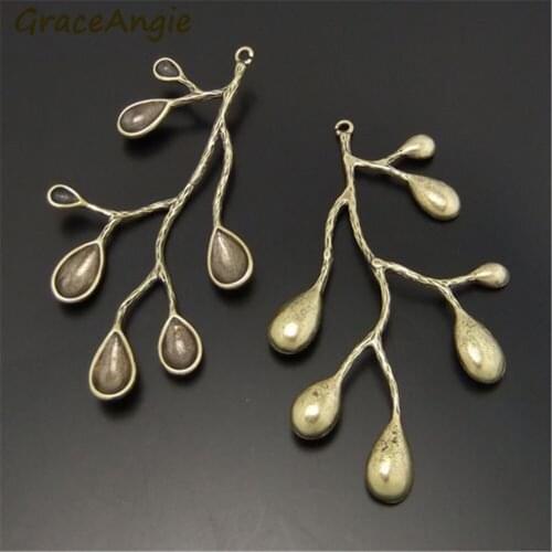 GraceAngie Wholesale Vintage Bronze Tone Copper Plant Leaf Charm Pendant Jewelry Finding For Lady Girl Best Birthday Present
