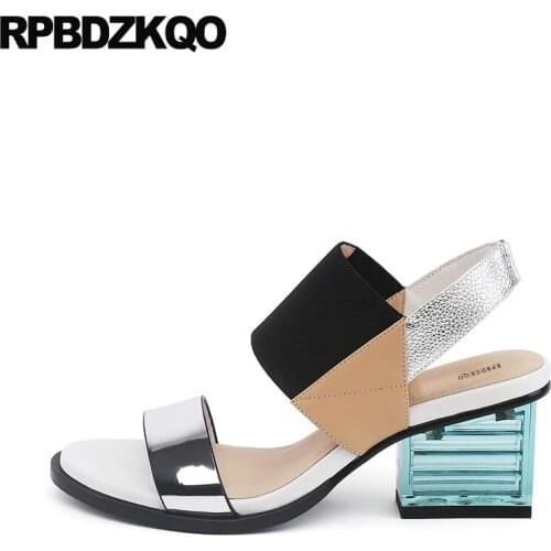Famous Brand Thick Designer Sandals Women Luxury 2018 Ladies Slingback Strap High Quality Genuine Leather Pumps Open Toe Shoes